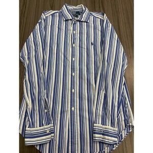 Polo Ralph Lauren Men's M Stanton Fit Blue & White Striped long sleeve Shirt